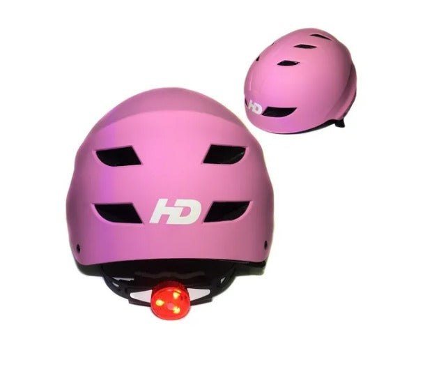 Casco Ajustable Rosado Con Luz