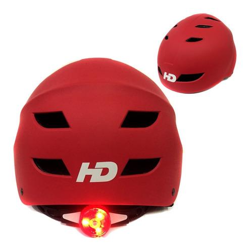 Casco Ajustable Rojo Con Luz